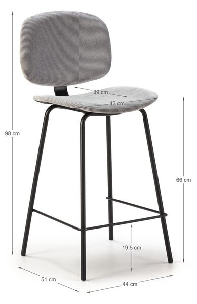 Világosszürke bárszék szett 2 db-os (ülésmagasság 66 cm) Arus – Marckeric