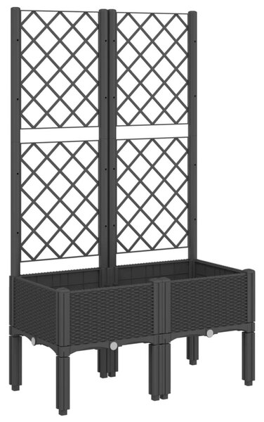 Fekete polipropilén rácsos kerti ültetőláda 80 x 40 x 142 cm