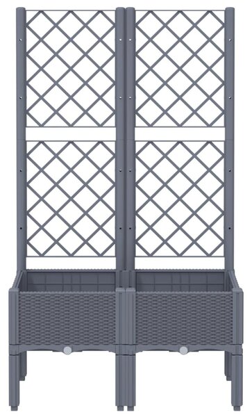 Kékszürke PP rácsos kerti ültetőláda 80 x 40 x 142 cm