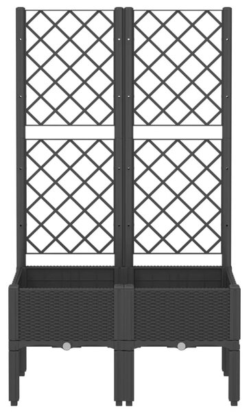 Fekete polipropilén rácsos kerti ültetőláda 80 x 40 x 142 cm