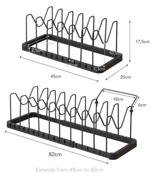 Tower fekete állítható fedőtartó állvány - YAMAZAKI