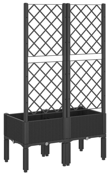 Fekete polipropilén rácsos kerti ültetőláda 80 x 40 x 142 cm