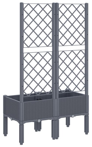 Kékszürke PP rácsos kerti ültetőláda 80 x 40 x 142 cm