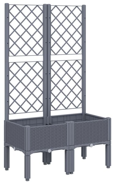 Kékszürke PP rácsos kerti ültetőláda 80 x 40 x 142 cm