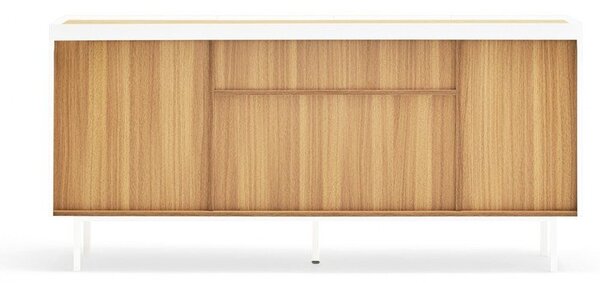 Fehér-natúr színű alacsony komód tölgyfa dekorral 165x78 cm Arista – Teulat