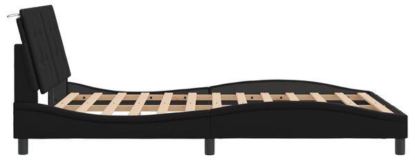 Fekete műbőr ágykeret LED-világítással 120 x 200 cm