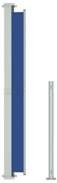Kék behúzható oldalsó terasznapellenző 180 x 500 cm