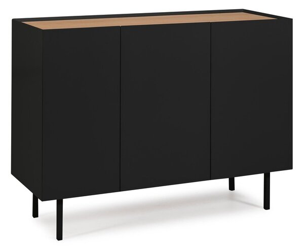 Fekete-natúr színű alacsony komód tölgyfa dekorral 110x85 cm Arista – Teulat