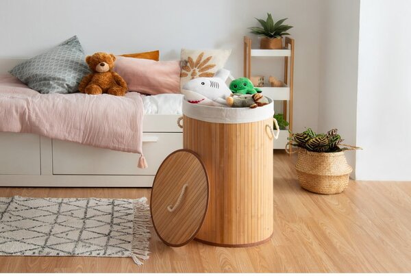 Round kerek bambusz szennyeskosár - Compactor