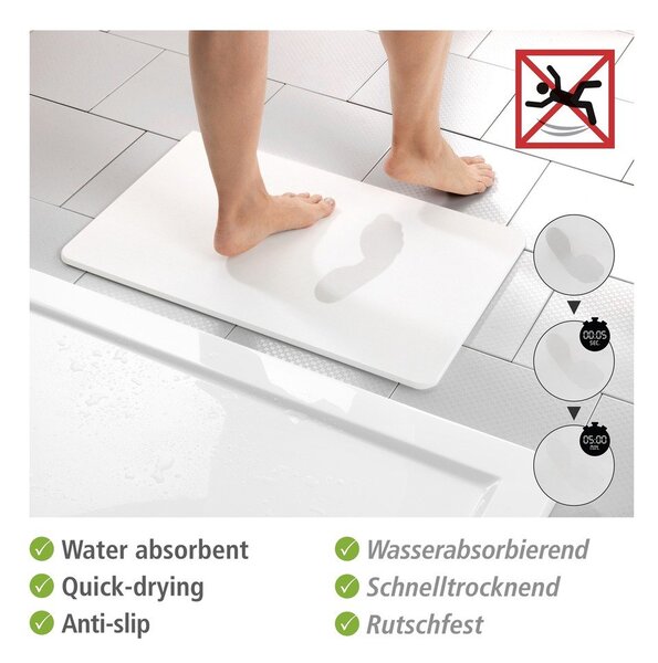 Fehér kovaföld fürdőszobai kilépő 39x60 cm Simi – Wenko