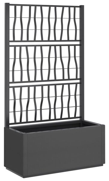 Sötétszürke PP rácsos kerti ültetőláda 80 x 36 x 140 cm