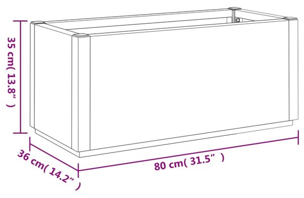 Sötétszürke polipropilén kerti ültetőláda 80 x 36 x 35 cm