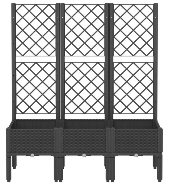 Fekete polipropilén rácsos kerti ültetőláda 120 x 40 x 142 cm