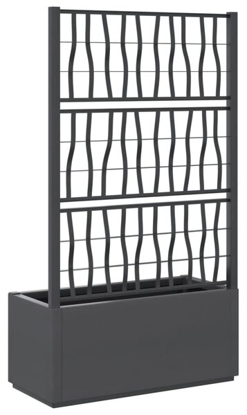 Sötétszürke PP rácsos kerti ültetőláda 80 x 36 x 140 cm
