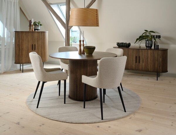 Kerek étkezőasztal tölgyfa dekorral ø 120 cm Nola – Unique Furniture