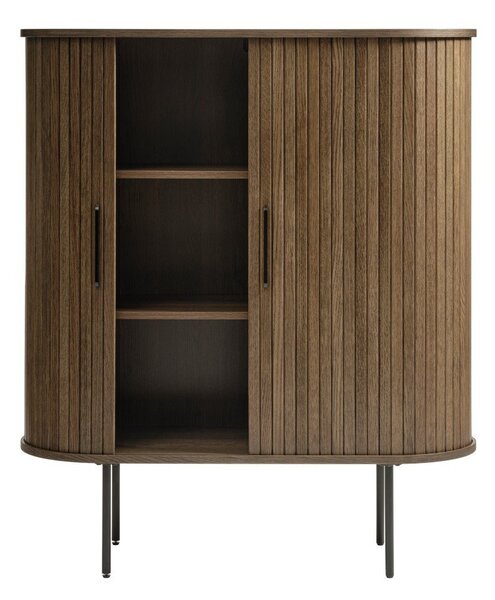 Barna szekrény tolóajtóval, tölgyfa dekorral 100x118 cm Nola – Unique Furniture