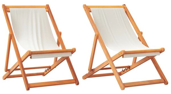 2 db fehér szövet összecsukható strandszék