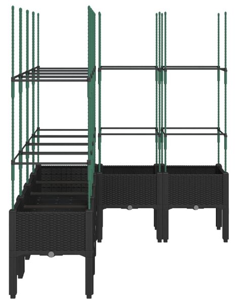 Fekete polipropilén rácsos kerti ültetőláda 160x120x142,5 cm