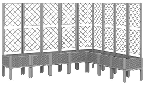 Világosszürke PP rácsos kerti ültetőláda 200 x 160 x 142 cm