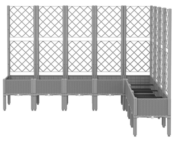 Világosszürke PP rácsos kerti ültetőláda 200 x 160 x 142 cm