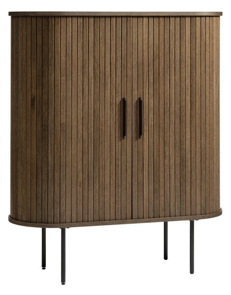 Barna szekrény tolóajtóval, tölgyfa dekorral 100x118 cm Nola – Unique Furniture