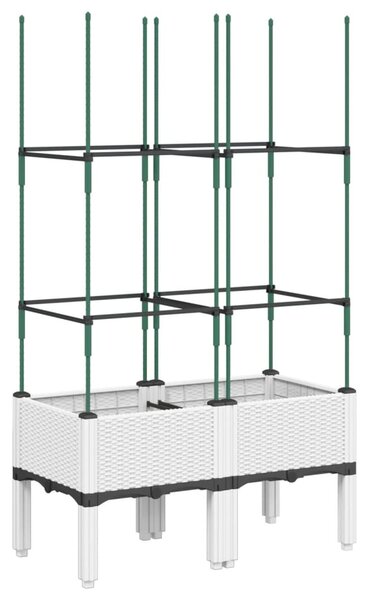 Fehér polipropilén rácsos kerti ültetőláda 80 x 40 x 142,5 cm