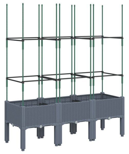 Kékszürke polipropilén rácsos kerti ültetőláda 120 x 40 x 142,5 cm