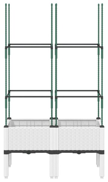 Fehér polipropilén rácsos kerti ültetőláda 80 x 40 x 142,5 cm