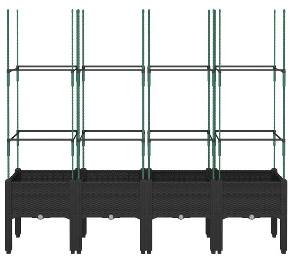 Fekete polipropilén rácsos kerti ültetőláda 160 x 40 x 142,5 cm