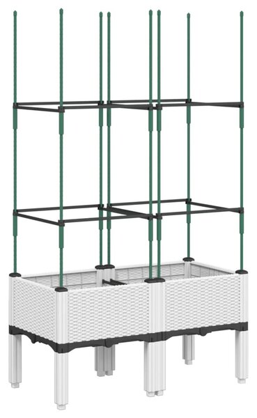Fehér polipropilén rácsos kerti ültetőláda 80 x 40 x 142,5 cm