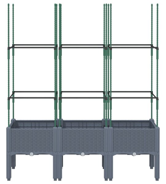 Kékszürke polipropilén rácsos kerti ültetőláda 120 x 40 x 142,5 cm