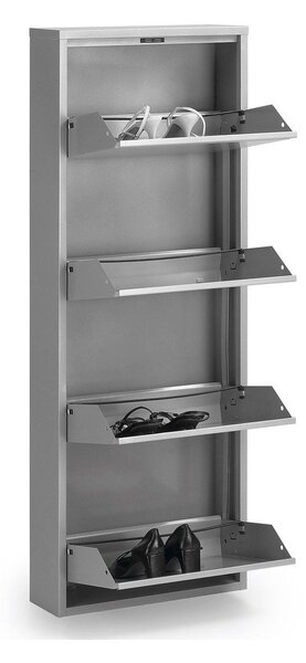 Fehér fém billenő ajtós cipőtartó 50x136x15 cm Ode – Kave Home