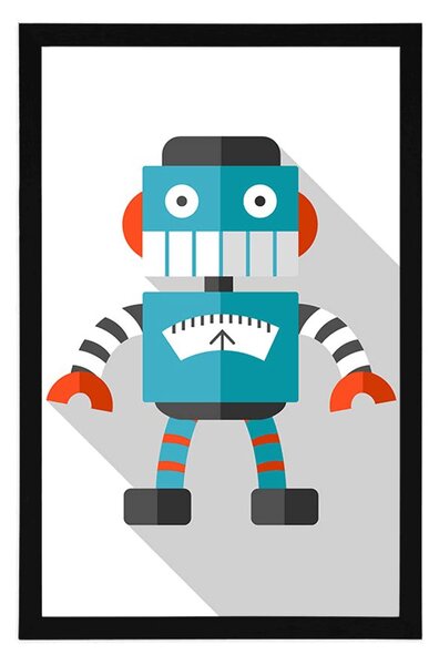 Poszter kék robot fehér alapon