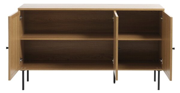 Natúr színű alacsony komód tölgyfa dekorral 140x80 cm Pensacola – Unique Furniture
