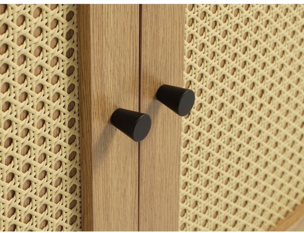 Natúr színű alacsony komód tölgyfa dekorral 140x80 cm Pensacola – Unique Furniture