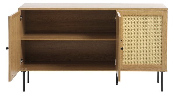 Natúr színű alacsony komód tölgyfa dekorral 140x80 cm Pensacola – Unique Furniture
