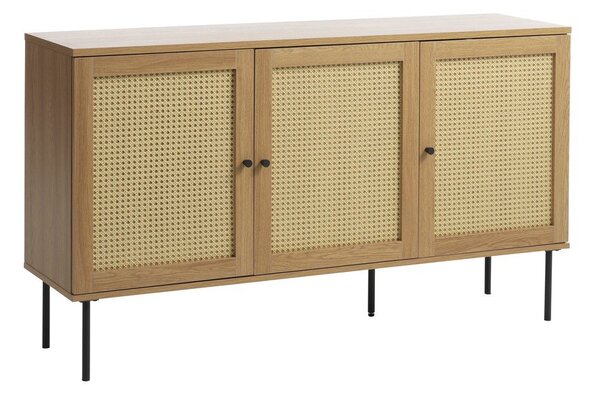 Natúr színű alacsony komód tölgyfa dekorral 140x80 cm Pensacola – Unique Furniture