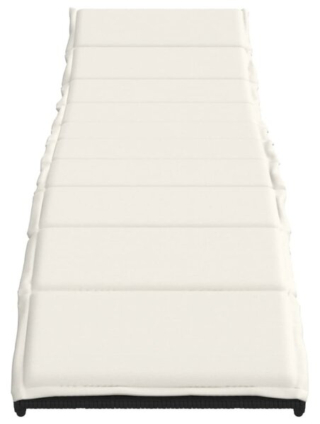 Fekete polyrattan napozóágy párnával 55x199x50 cm