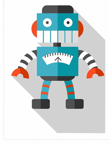 Poszter kék robot fehér alapon