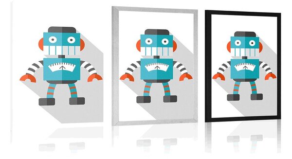 Poszter kék robot fehér alapon