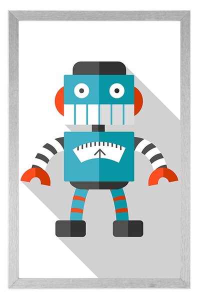 Poszter kék robot fehér alapon
