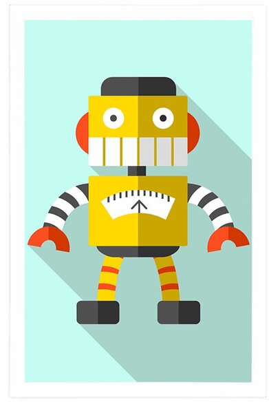 Poszter sárga robot kék alapon