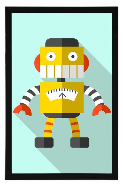 Poszter sárga robot kék alapon
