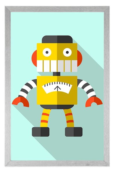 Poszter sárga robot kék alapon