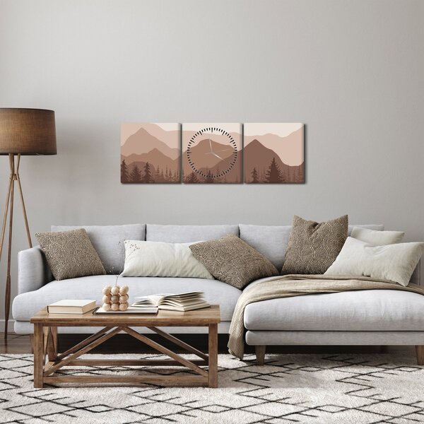 Kép - Barna hegyek N⁰1 (órával) (90x30 cm)