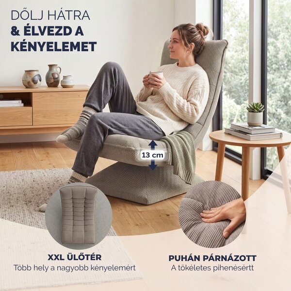 ABERDEEN CORD napozó fotel, bordázott huzat, 87×60×105 cm, szürkésbarna (taupe) Casaria