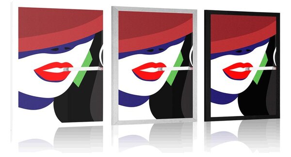 Poszter előkelő kalapos hölgy pop art stílusban