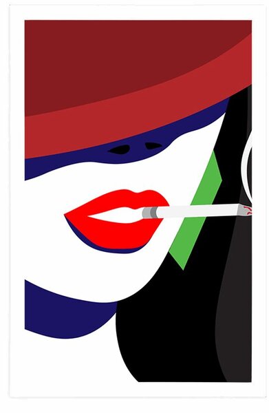 Poszter előkelő kalapos hölgy pop art stílusban