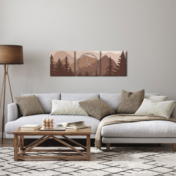 Kép - Barna hegyek N⁰2 (órával) (90x30 cm)