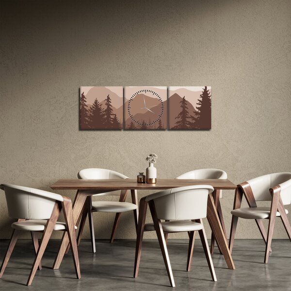 Kép - Barna hegyek N⁰2 (órával) (90x30 cm)